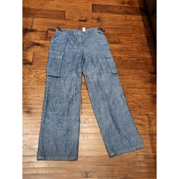 Jones Wear Sport Bootcut Light/Med Wash Cargo Pocket Blue Jeans Womens 12 - Picture 1 of 8